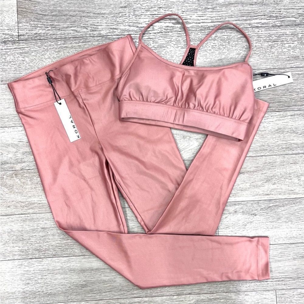 KORAL Infinity High Rise Bra Legging Set In Sand - Picture 2 of 6